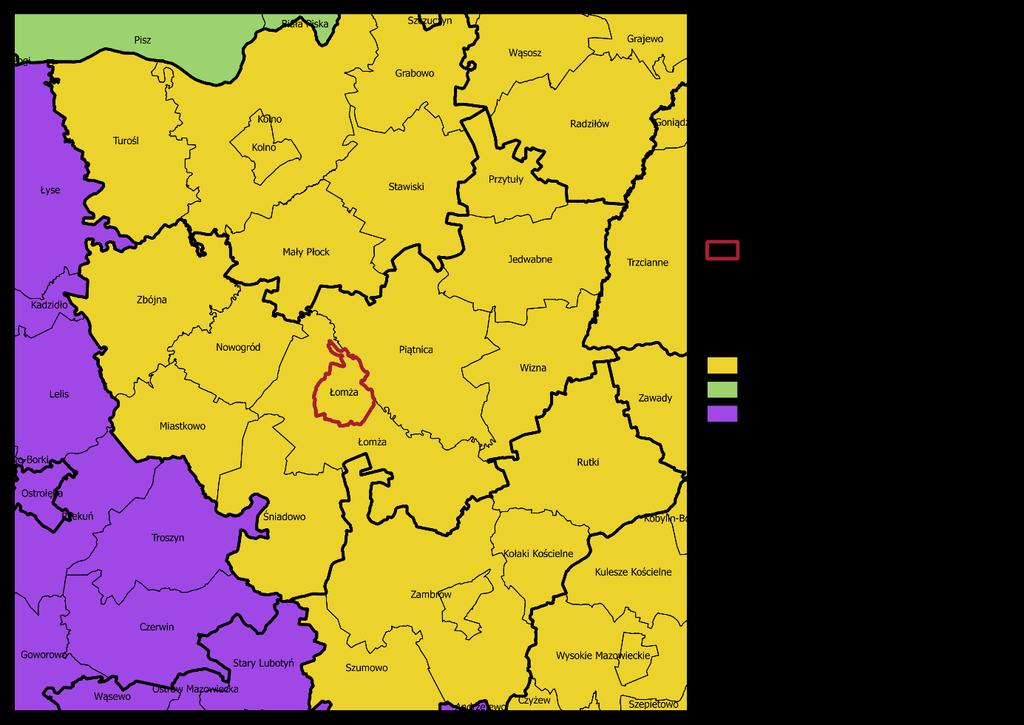 S t r o n a 9 Rysunek 1. Położenie miasta Łomża Źródło: Opracowanie własne na podstawie danych Państwowego Rejestru Granic Na potrzeby diagnozy wyznaczono 15 osiedli.