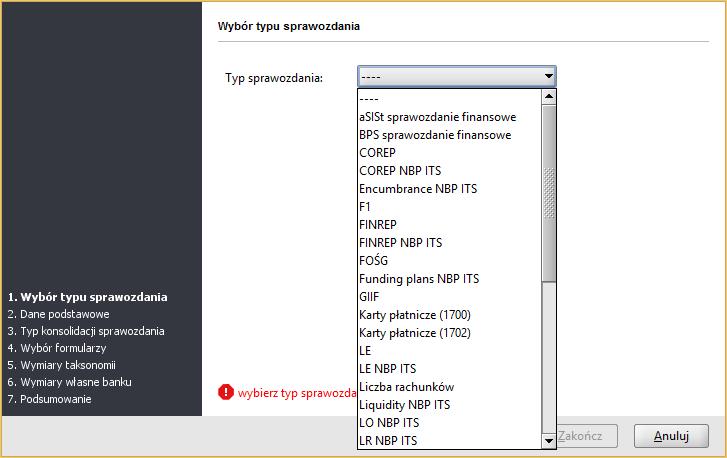 skrót klawiszwy: Ctrl-N Funkcja ta: pzwala wszystkim użytkwnikm psiadającym uprawnienia administratra na twrzenie nwych sprawzdań, wymaga drębneg twierania wszystkich wymaganych sprawzdań, bankm