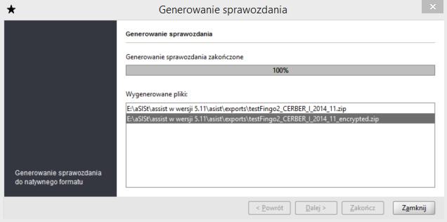 Krk piąty (przy wybraniu zapisu: Spakwany ZIP), t: wygenerwanie dwóch plików.