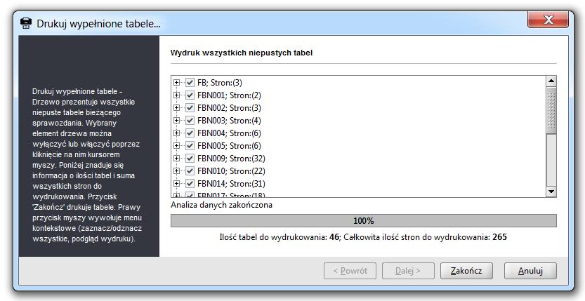 nazwa i numer banku, który przygtwał sprawzdanie, data sprządzenia wydruku, infrmacja jakieg sprawzdania dtyczy sprządzny wydruk, numer strny, wiersza, klumny wydruku.