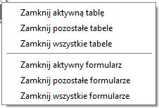 a następnie jedną z pcji : lub kliknąć na: zakładki tabeli/frmularza (p najechaniu kursrem, zmienia się jeg zabarwienie na czerwne zb. Rysunek 195)
