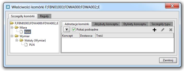 Rysunek 207): wymiary, d których należy wybrana kmórka, w prawym panelu kna dstępne są zakładki: widczne zawsze:, widczne dla pszczególnych miar i wymiarów:,,. Rysunek 207.