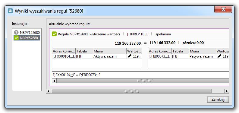 przykładwy Rysunek 217 (pszukiwana Reguła NBP 52680). Rysunek 217. Wyświetlenie pól wchdzących w skład wyszukiwanej Reguły NBP Pprzez mżliwe jest przenszenie się d pól wchdzącej w skład danej reguły.