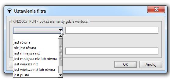 p pwrcie d wcześniejszeg ekranu, wprwadzić wymagane warunki dla pzstałych kmórek tabeli, pprzez zaznaczenie wymaganej pcji kreślić, czy