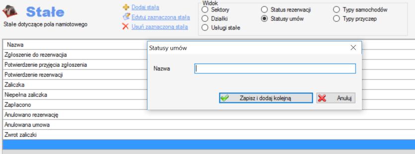 Oprogramowanie domyślnie posiada kilka statusów, które można zmodyfikować lub usunąć.