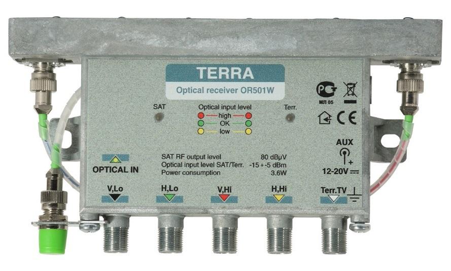 Odbiornik optyczny OR501MW QUAD z DVB-T TERRA Odbiornik optyczny OR501W QUATRO z DVB-T TERRA 4 wyjścia z pełnym sygnałem