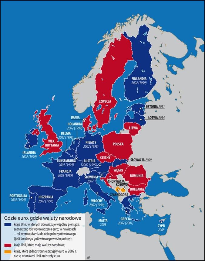 N U M E R 0 3 / 2 0 1 7 S T R. 7 Członkami UGW są wszystkie państwa UE, ale tylko 19 z nich korzysta ze wspólnej waluty, jaką jest euro. Te państwa współpracują ze sobą w ramach Strefy euro.