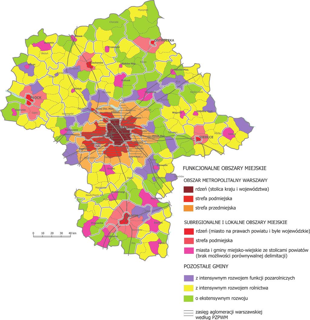 Trendy rozwojowe Mazowsza nr 3 15 Mapa. 1. Typologia gmin województwa mazowieckiego zastosowana w projekcie Społeczno-demograficzne uwarunkowania rozwoju Mazowsza Źródło: Opracowanie własne. 3.2.