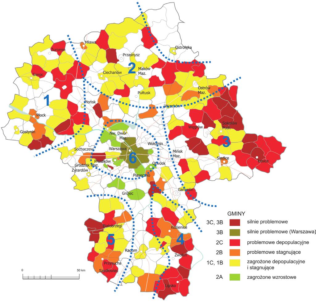 Społeczno-demograficzne uwarunkowania rozwoju Mazowsza 22 Mapa 4.