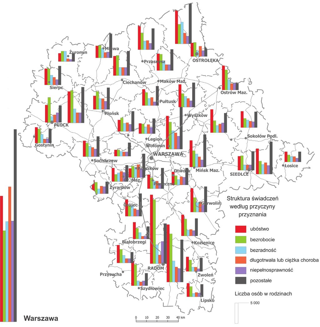 36 Społeczno-demograficzne uwarunkowania rozwoju Mazowsza Mapa 11.