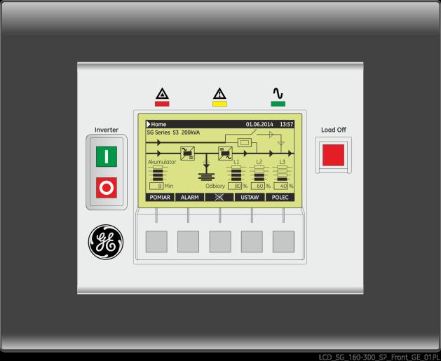 SGSE_160-300_OPT_B1 cabinet_01 SGSE_160-300_OPT_B2 cabinet_01 PANEL INFORMACYJNO-STERUJĄCY, SYGNAŁY I ALARMY Critical Power Panel sterujący, umieszczony na drzwiach frontowych UPS-a, pełni rolę
