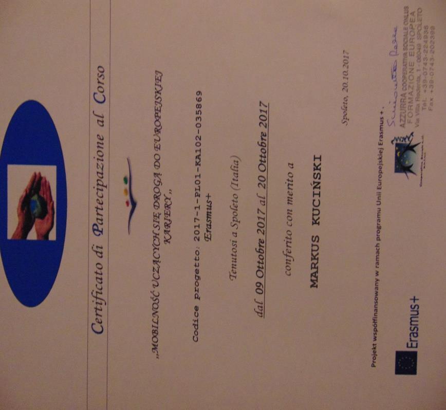 uczniowie mogli zagustować w typowo włoskim menu i wymienić swoje spostrzeżenia z całości odbytych praktyk.