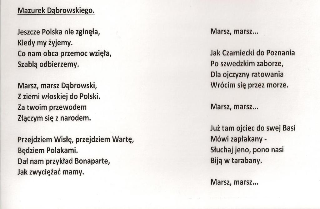 HYMN POLSKI Mazurek Dąbrowskiego polska pieśń patriotyczna z 1797 roku, od 26 lutego 1927 oficjalny hymn państwowy