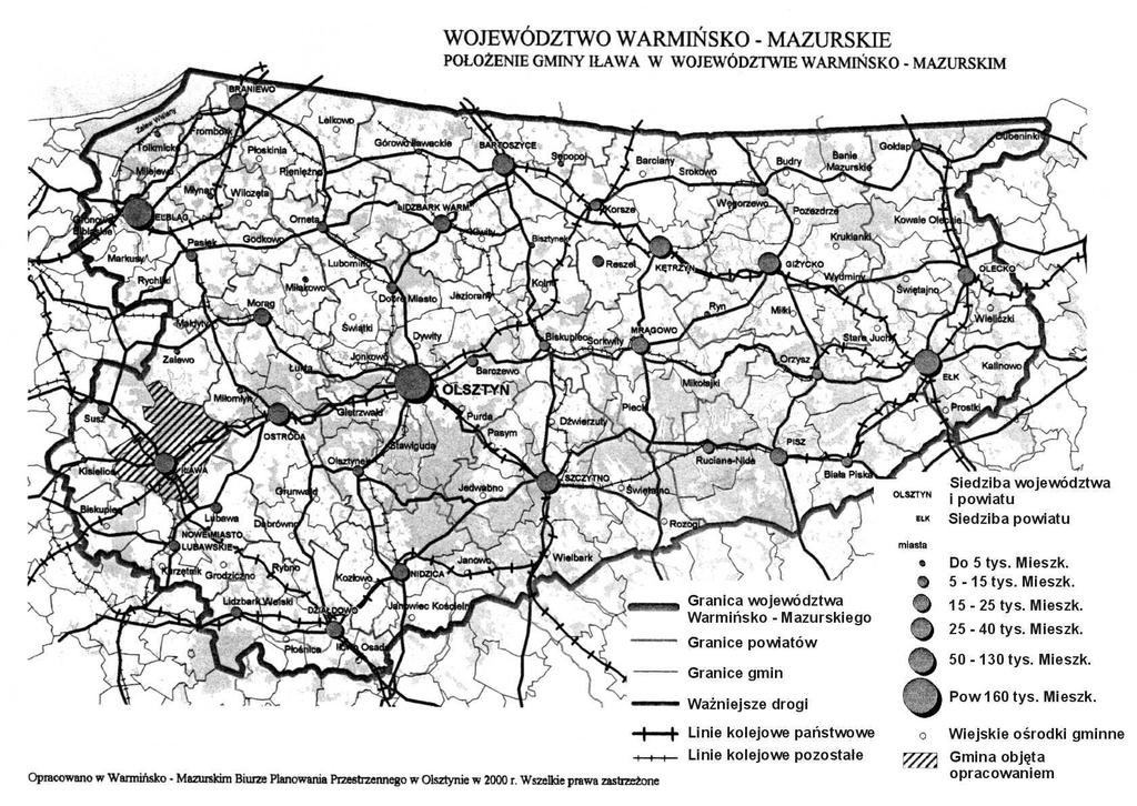 1.2. Gmina na tle regionu 1.2.1. Gmina na tle sieci osadniczej regionu Miasto Iława w sieci osadniczej regionu stanowi ponadlokalny środek rozwoju, wpływający na znaczny obszar, w tym także gminę Iława.