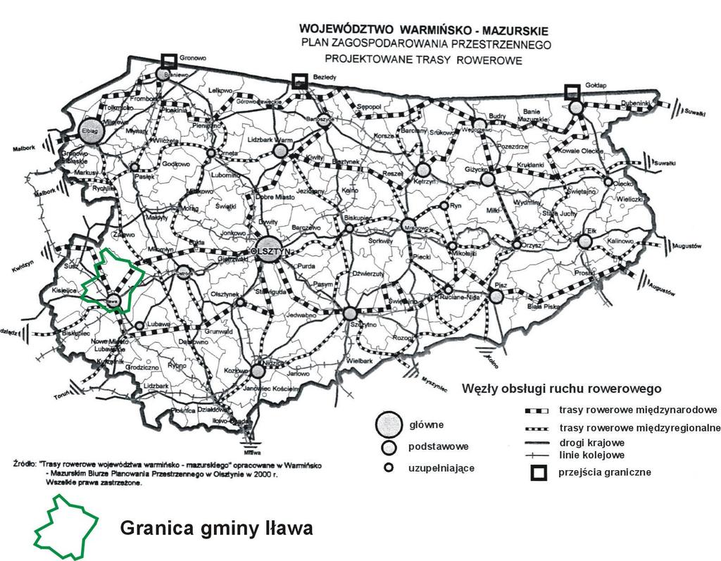 Szlak zielony: Siemiany Piotrkowo Szymbark Iława Katarzynki jezioro Radomno Szlak niebieski: Makowo Szałkowo Iława Szlak czerwony: Iława Rudzienice Tynwałd Jezierzyce Szlaki turystyki wodnej - szlaki