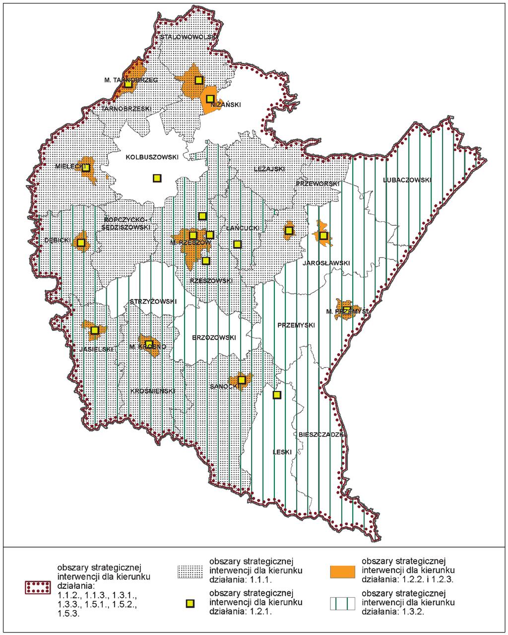 Rysunek 1. Obszary Strategicznej Interwencji dla priorytetów: Przemysł (1.1.1. 1.1.3.