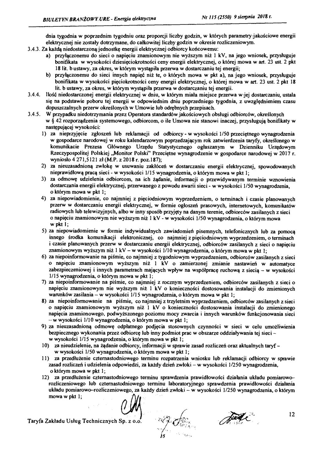 BIULETYN BRANŻOWY URE - Energia elektryczna Nr 115 (2550) 9 sierpnia 2018 r.