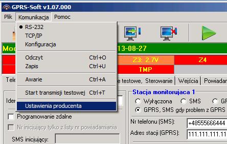 SATEL GPRS-T6 27 aktualizację w zakładce Zdalna aktualizacja ). Moduł połączy się z serwerem aktualizacji oprogramowania, którego adres zaprogramowany jest w module.