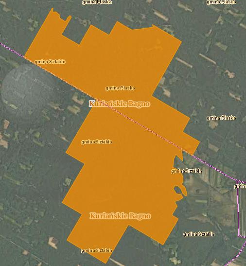 Rysunek 7. Położenie rezerwatu przyrody Kuriańskie Bagno Źródło: geoserwis.gdos.gov.