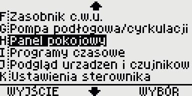 MENU PARAMETRÓW PANELA POKOJOWEGO - grupa H Na ekranie głównym Jokera-ECO, nad symbolem dmuchawy wyświetlana jest aktualna pokojowa z panela pokojowego (patrz rysunek poniżej).