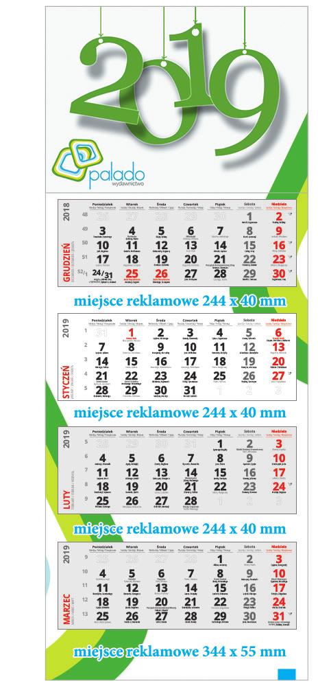 Kalendarze czterodzielne i biurkowe 350 x 873 mm 25 szt. 28,90 zł 50 szt. 25,50 zł 100 szt. 16,90 zł 200 szt. 11,90 zł 300 szt.