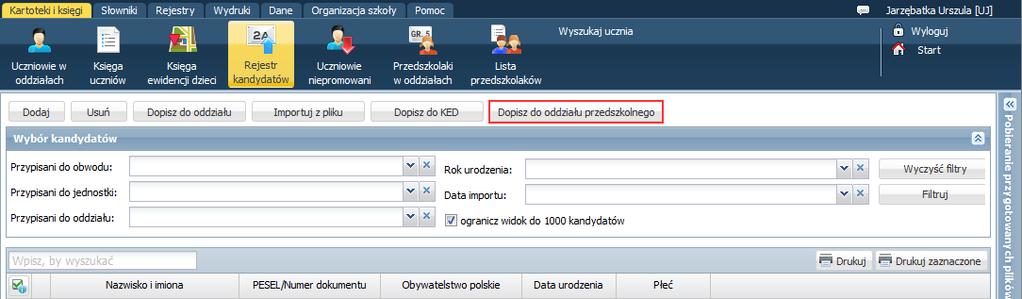 seryjnie). Listy dzieci można filtrować według wielu kryteriów (przycisk Filtruj). 2.
