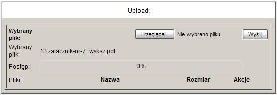 zostanie dodany do modułu uploadu plików: Po kliknięciu przycisku