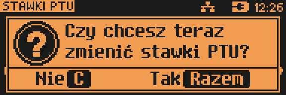 Po przepisaniu i potwierdzeniu poprawnego kodu, w przypadku programowania zmiany stawek z datą