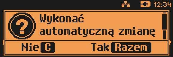 Jeżeli została zaprogramowana automatyczna zmiana stawek PTU, po zmianie daty na ustawioną lub