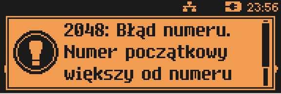 Wybranie opcji Paragony, Wydruki niefiskalne powoduje wyświetlenie zapytania o zakres numerów do wydruku: Klawisz [RAZEM] zatwierdzenie operacji - przejście do edycji numeru