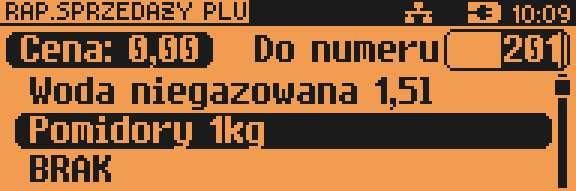 W przypadku wyboru zakresu rekordów wg Grupy, kasa żąda wyboru grupy towarowej. Użycie klawisza [ZMIANA ID] daje możliwość wyszukania grupy po nazwie.