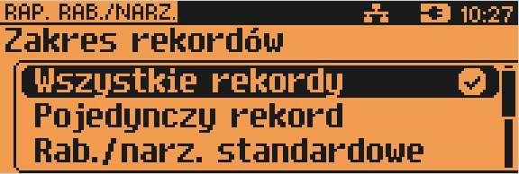 (zerowe, niezerowe lub wszystkie): oraz typu operacji: Pozostałe opcje to: pojedynczy rekord; rabaty / narzuty standardowe; rabaty / narzuty progresywne; promocje, wszystkie rekordy.