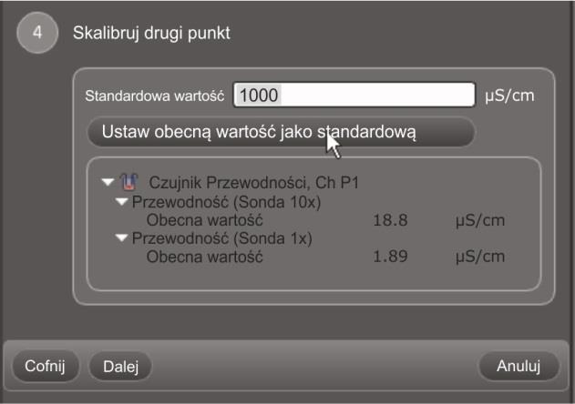 Panel Kalibracji wyświetli dane kalibracji. W Kroku 5 sprawdź czy dane są poprawne, następnie kliknij Zakończ.