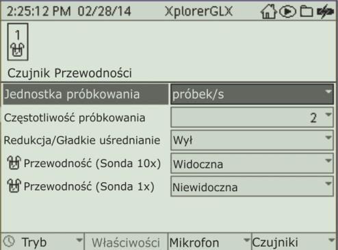 Wciśnij strzałkę w dół (d) aby podświetlić Pkt 2 ( S/cm).