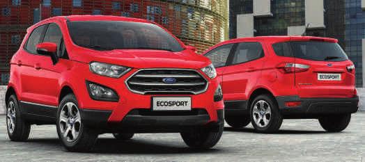 FORD ECOSPORT Wersje Trend Zewnętrzne elementy nadwozia 16" stalowe obręcze kół z kołpakami Reflektory halogenowe ze światłami do jazdy dziennej LED Przednie światła przeciwmgielne Elektrycznie