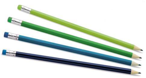 7 KOLOR Korpus ołówka i gumka w jednej kolorystyce. Każdy ołówek w zestawie w innym kolorze.