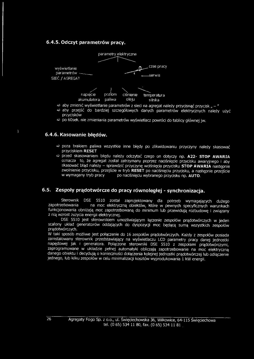 należy użyć przycisków Q po 60sek. nie zmieniania parametrów wyświetlacz powróci do tablicy głównej jw. /1 6.4.6. Kasowanie błędów.