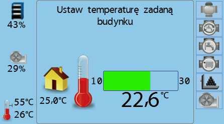 pogodowy, temperaturę zadaną pomieszczenia. Temperatura zadana zmieniana jest poprzez obrót pokrętła.