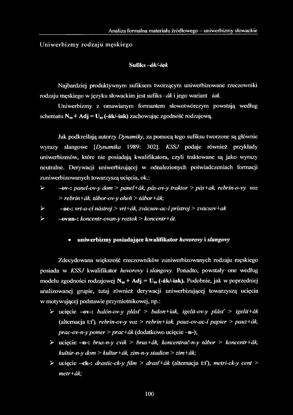 Uniwerbizmy z omawianym formantem słowotwórczym powstają według schematu Nm+ Adj = Um (-ák/-iak) zachowując zgodność rodzajową.