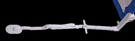 EN In order to lower the protection, press the both lock buttons and fold the security barrier down. Additional protection: In order to apply additional protection, attach the belts.