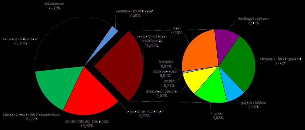 Oficjalna struktura odpadów komunalnych w Polsce w 2016 r.