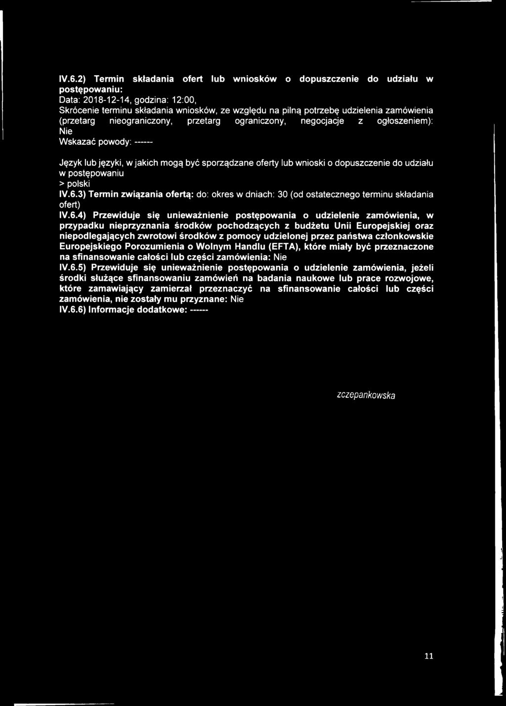 w postępowaniu > polski IV.6.