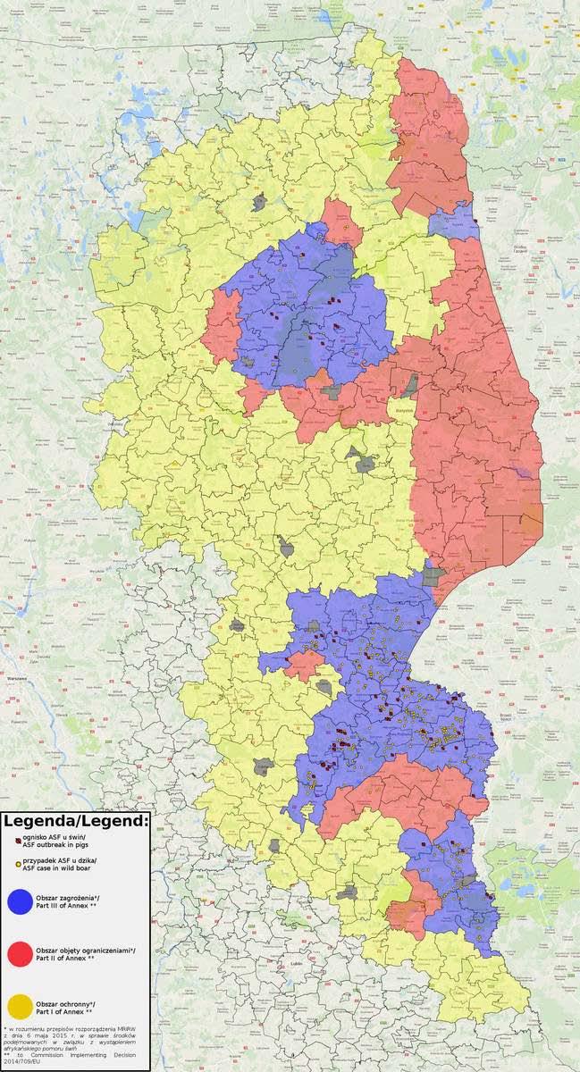 AFRYKAŃSKI POMÓR ŚWIŃ (ASF) - 2017 R. OSTATNIA AKTUALIZACJA: 24.11.2017 Afrykański pomór świń został stwierdzony w Polsce po raz pierwszy w historii w lutym 2014 r. w powiecie sokólskim.