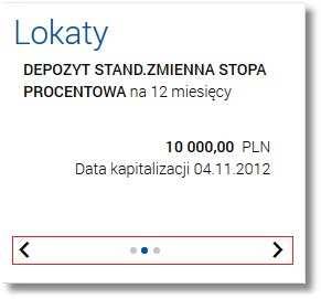 nazwa lkaty, sald lkaty wraz z walutą - Kwta na lkacie, data najbliższej kapitalizacji dsetek - Data kapitalizacji, [NOWA LOKATA] - przycisk umżliwiający załżenie nwej lkaty.