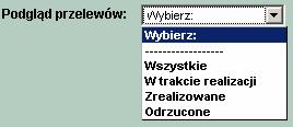 Przelewy można przeglądać wszystkie bądź o określonym statusie: Dla każdego wprowadzonego przelewu dostępne są następujące informacje: Status informacja o etapie