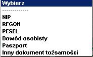 podatek leśny, podatek rolny). Można wprowadzić maksymalnie 21 znaków z wyłączeniem takich znaków jak: /, \, -, #, *, %, +, =.