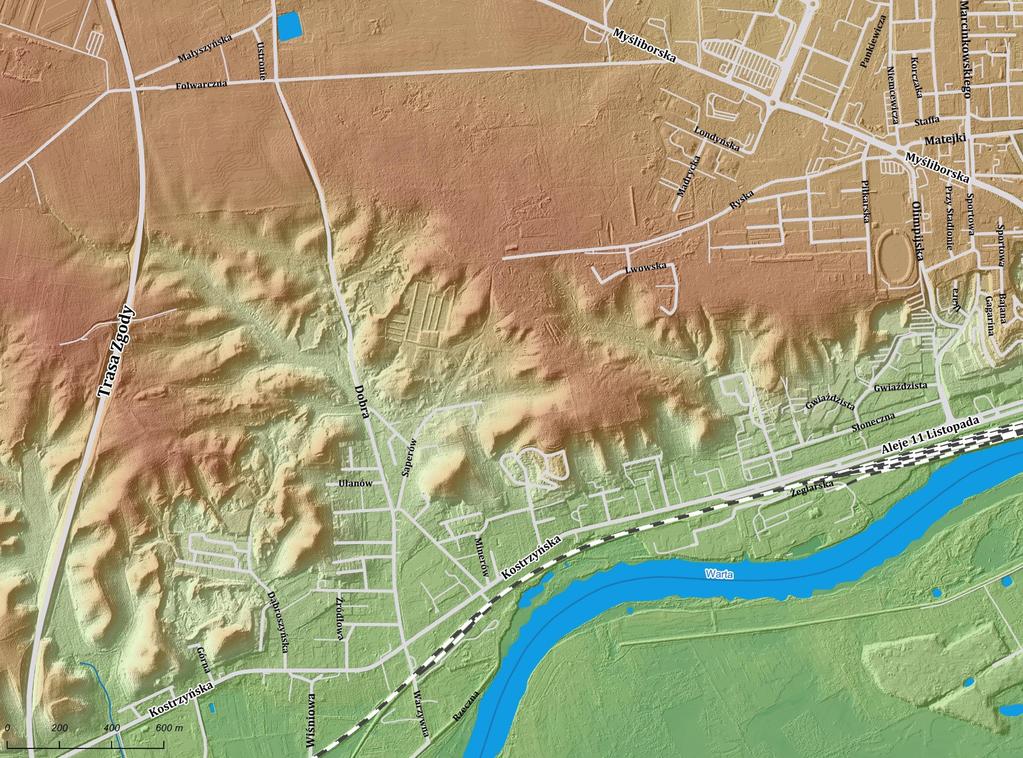 Rezerwat przyrody Gorzowskie Murawy wysokości pagórków i stoków w strefie krawędziowej wysoczyzny 14 15 84 m n.p.m. 85 m n.p.m. 14 16 76 m n.p.m. 17 16 15 17 18 19 72 m n.p.m. 69 m n.p.m. 65 m n.p.m. 19 18 Strefa krawędziowa wysoczyzny w okolicach ul.