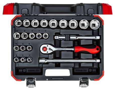 ZESTAWY KLUCZY NASADOWYCH R69003024 ZESTAW KLUCZY NASADOWYCH 1/2" 24-częściowy 12,5mm 1/2 Czop połączeniowy zgodnie z DIN 3120 - A 12,5, ISO 1174, z ustalaczem kulkowym Gniazdo pokrętła czworokątne C