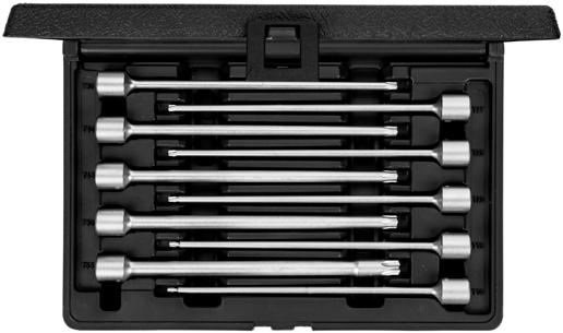NARZĘDZIA SAMOCHODOWE R58003002 ZESTAW NASADEK WKRĘTAKOWYCH 3/8" TX 10-częściowy 10mm 3/8 Nasadka wkrętakowa 3/8", do śrub z gniazdem TX, gniazdo pokrętła czworokątne wg DIN 3120 - C 10, ISO 1174, z