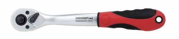 074 075 Napęd 3/8" Grzechotki napęd 3/8" R50000027 2K GRZECHOTKA DWUKIERUNKOWA 3/8" Przełącznik dźwigniowy obrotów prawo/lewo Przycisk wyzwalacza Z drobnym uzębieniem Owalna głowica Powierzchnia